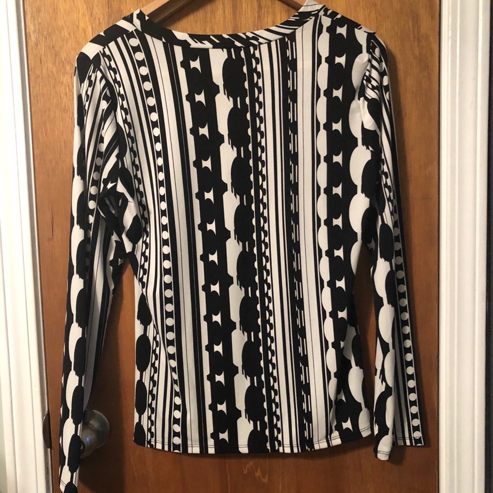 Long Sleeve Patterned Blouse Career Top